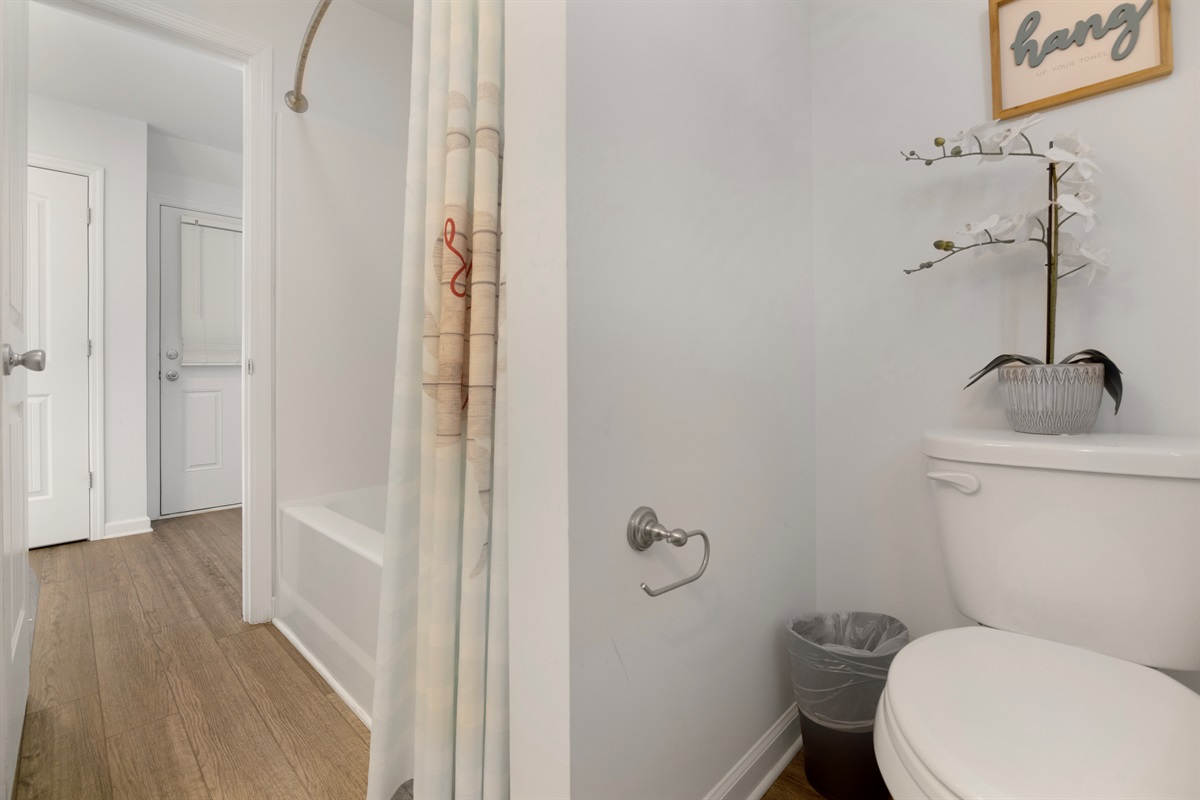 Full bathroom offers a shower/tub combo - perfect for those with young children