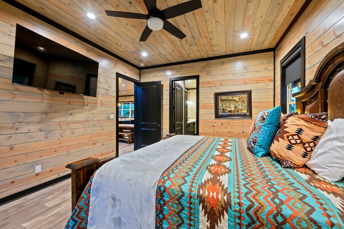 Downstairs master king suite with Roku TV