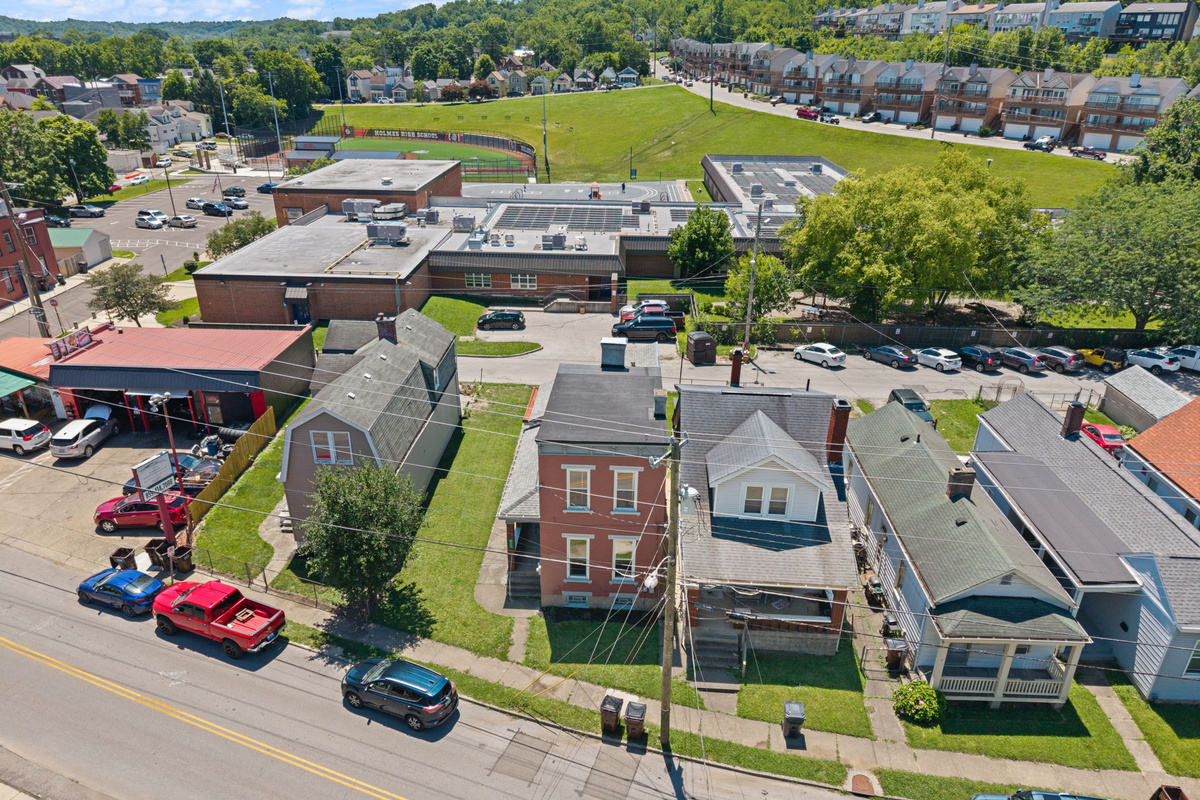 Wider aerial perspective showing easy access to local streets