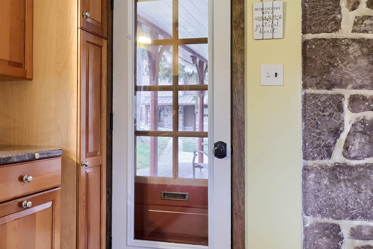 Enter from the outside into the kitchen.