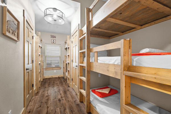 Bunk room on lower level. Sleeps nine. En suite full bathroom.