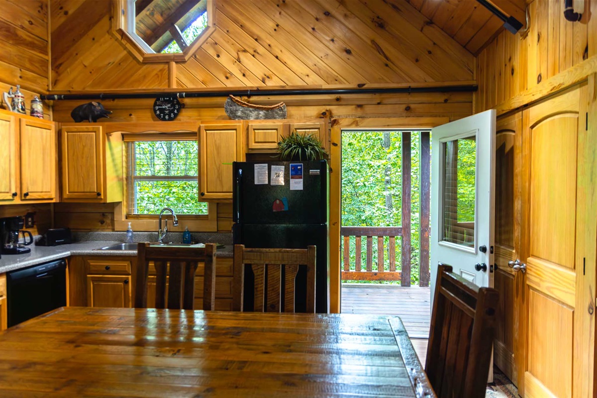Kitchen with walkout back porch!