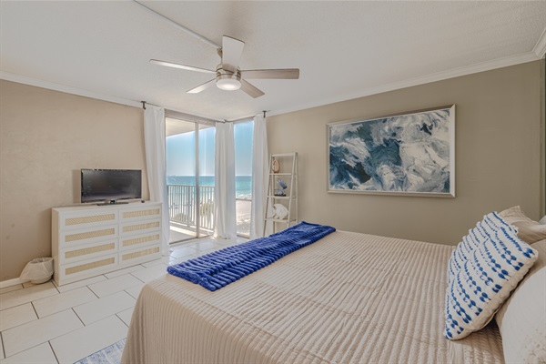 One of two master bedrooms overlooking the water