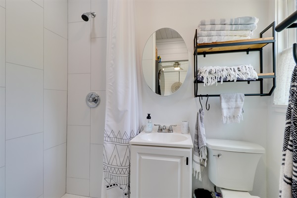 Bathroom in Container #2 features Full walk-in shower.