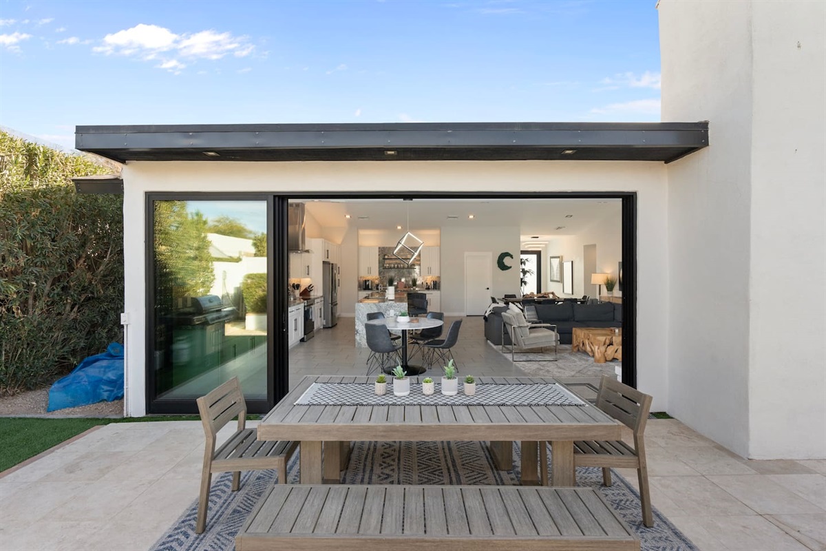 Indoor-outdoor flow with open living space.
