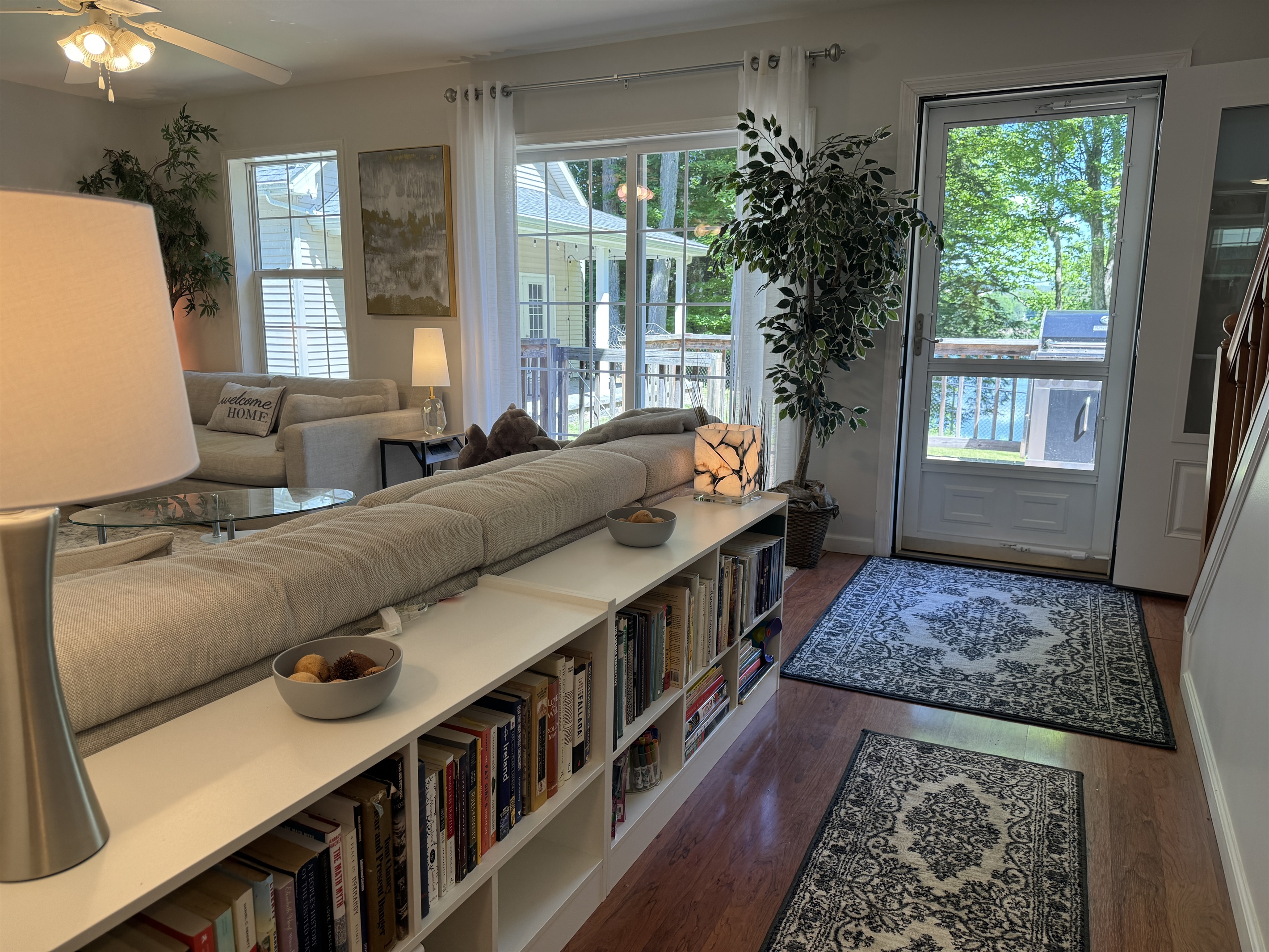 Deck with water view just steps from the living room