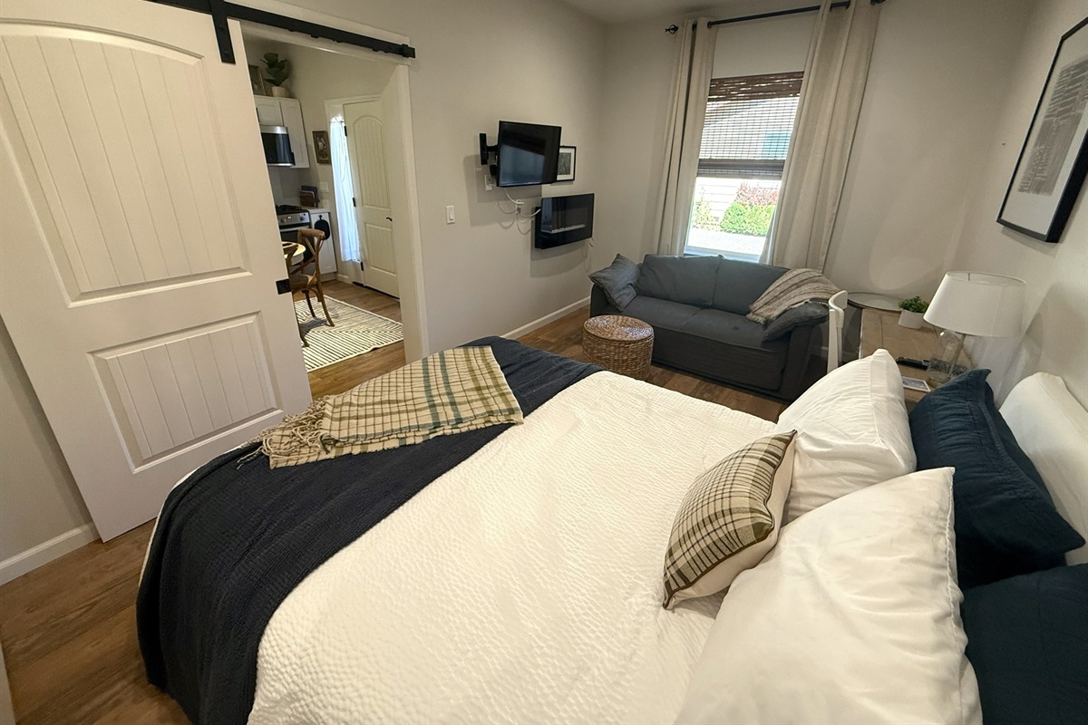 Queen Bed, Sleeper Sofa & Desk