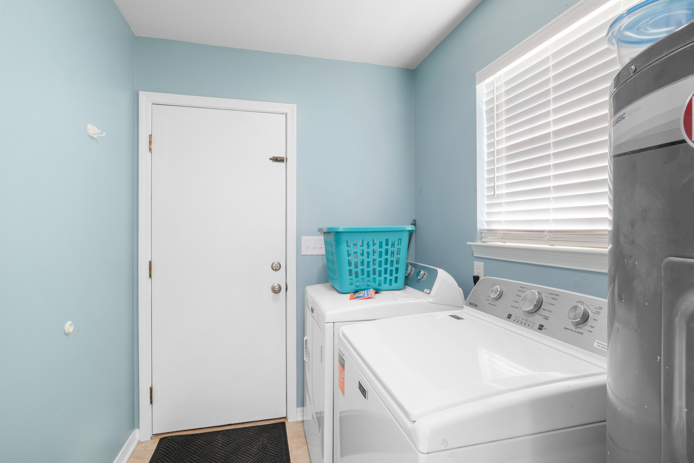 In-home laundry makes longer stays and sandy beach days easier.