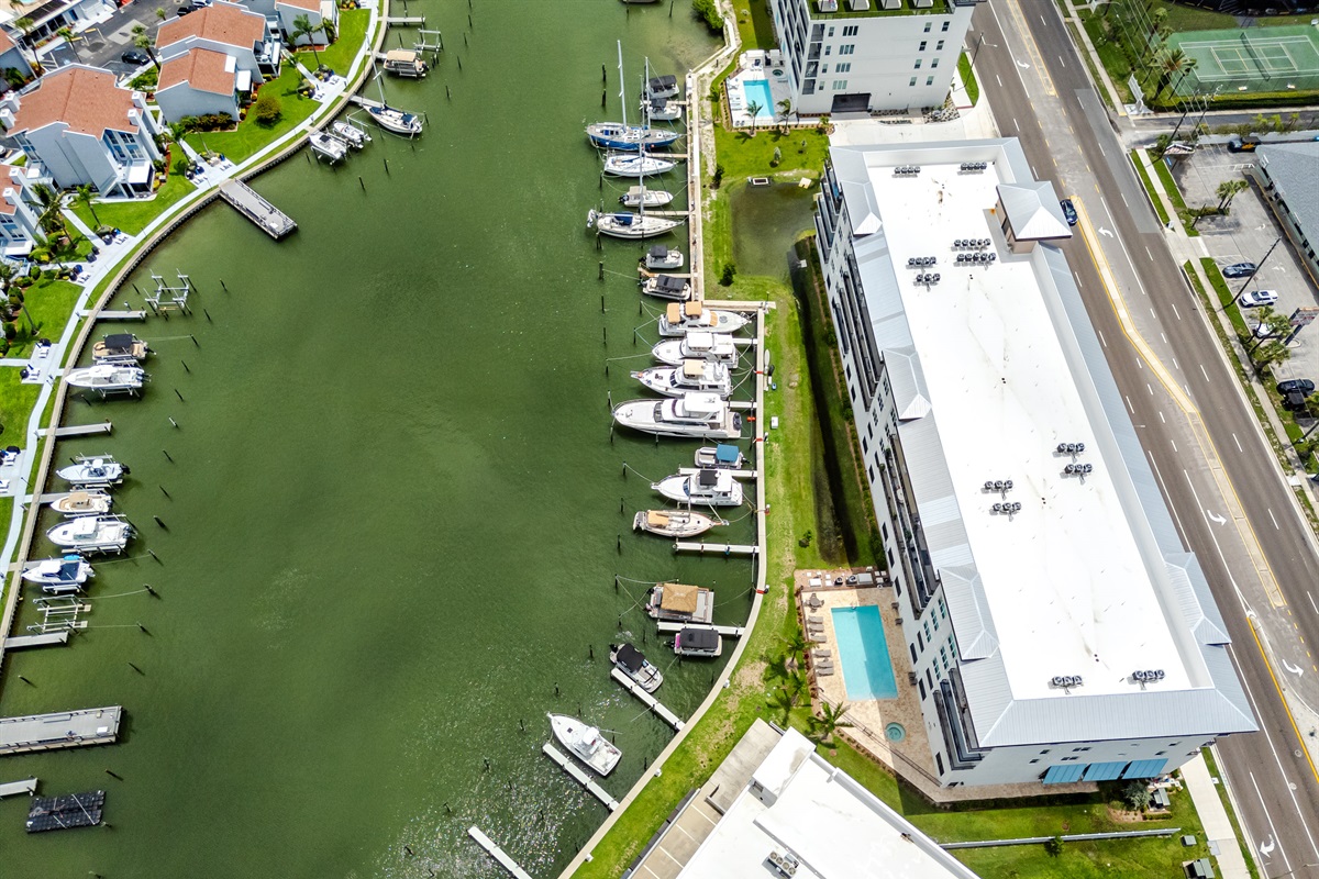 Waterfront location with a nearby Marina