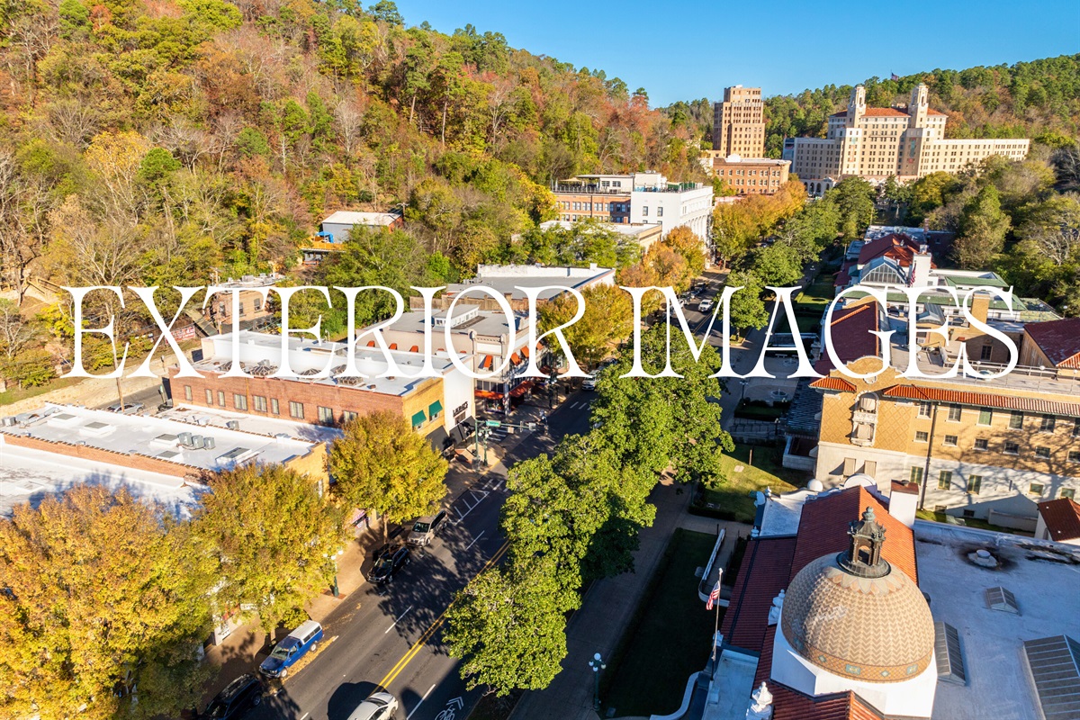 This sweeping view of Hot Springs beautifully highlights the historic charm and natural beauty of the area, inviting you to explore its unique character.