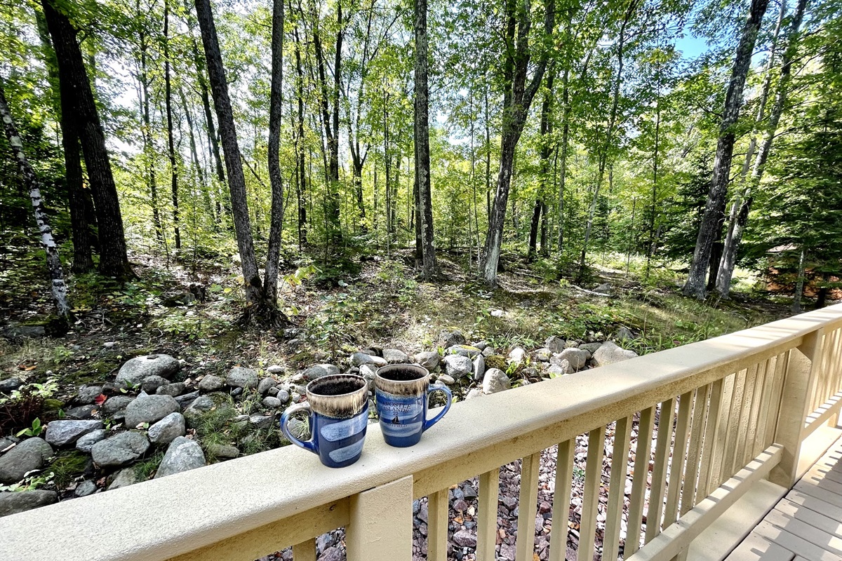 Wrap around deck morning in the summer 
