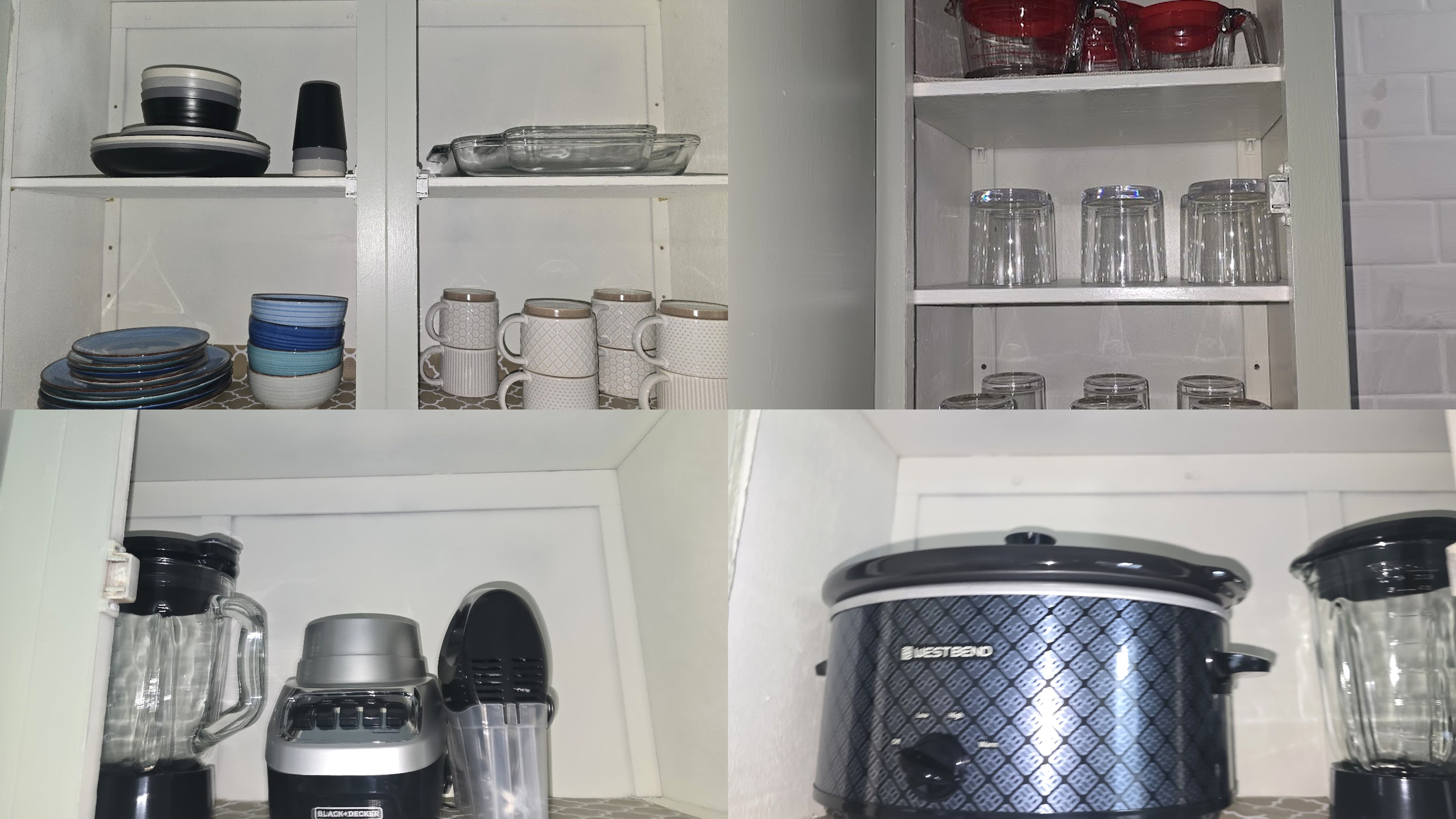 Fully stocked kitchen with dishes, bakeware, blender, slow cooker & more.