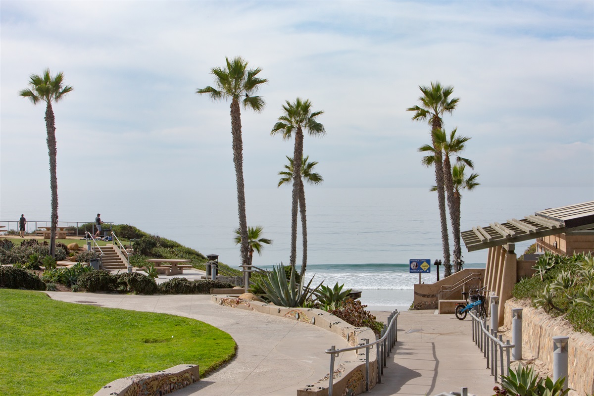 Fletcher Cove Beach is half a block away