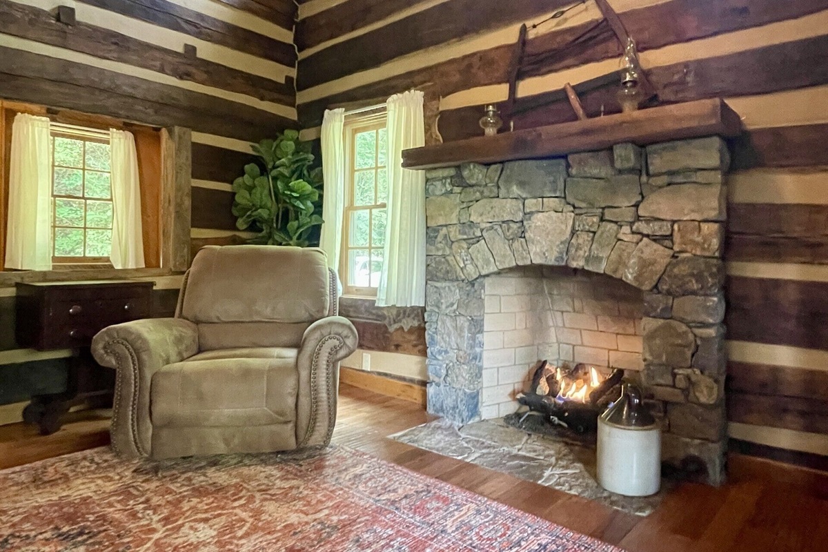 Propane burning fireplace for ambiance and extra warmth