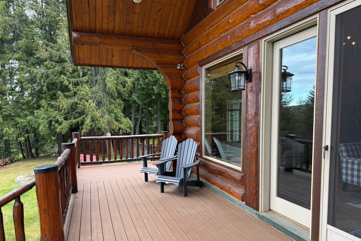 Porch with room for sitting and lake views