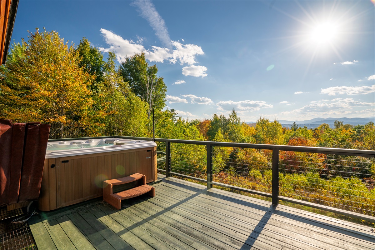 Soak and relax in your private hot tub after a day of adventure.