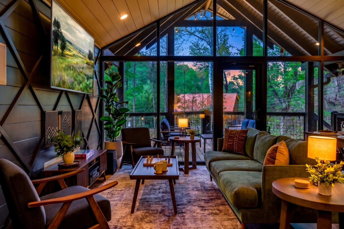 Welcome the outside in with a wall of windows.