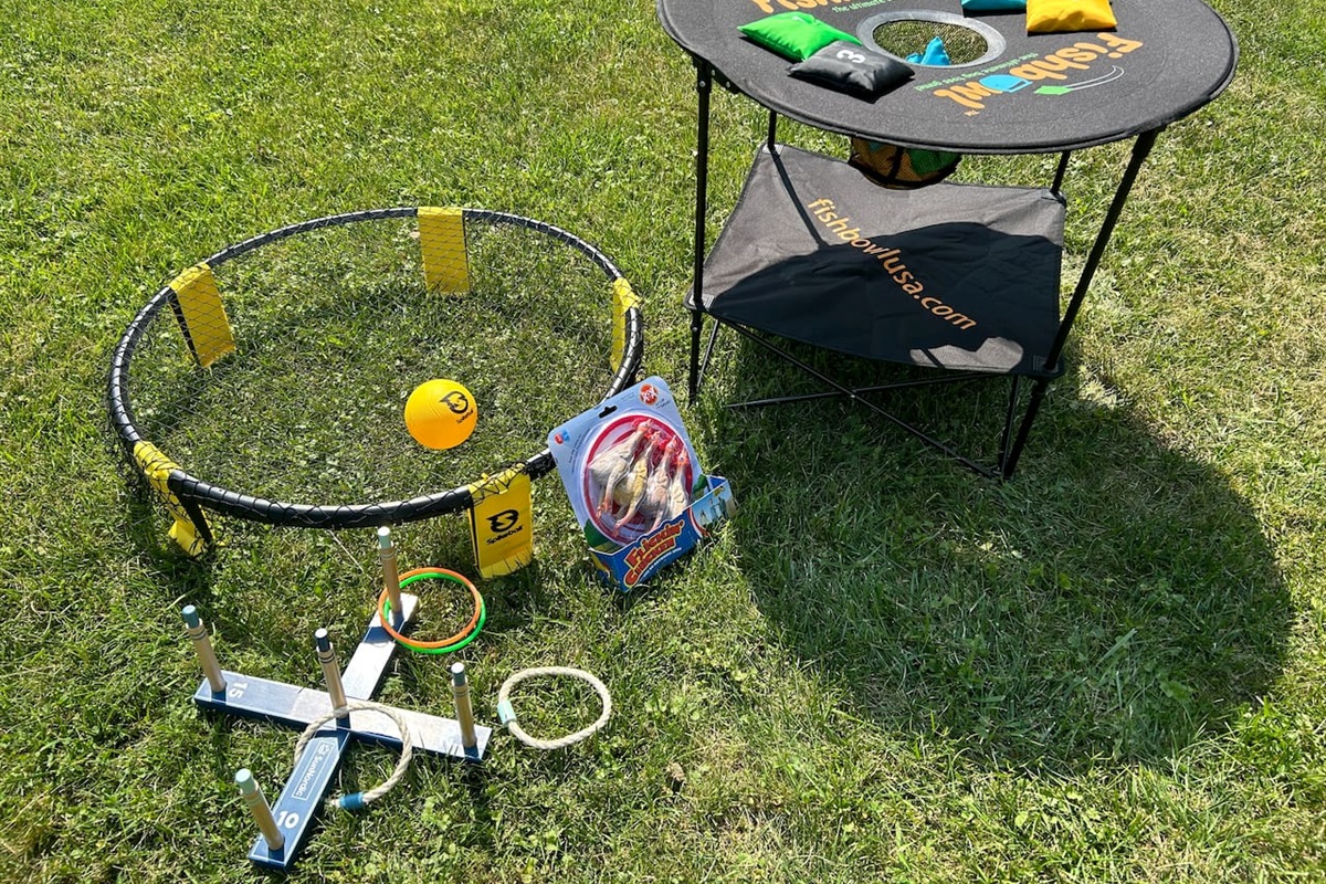 Get creative with the beanbag game of Fishbowl, have some laughs while trying to keep the rubber Flicken Chickens from not bouncing off their target, get a workout playing Spikeball and see how skilled you are at throwing a ring at a target.