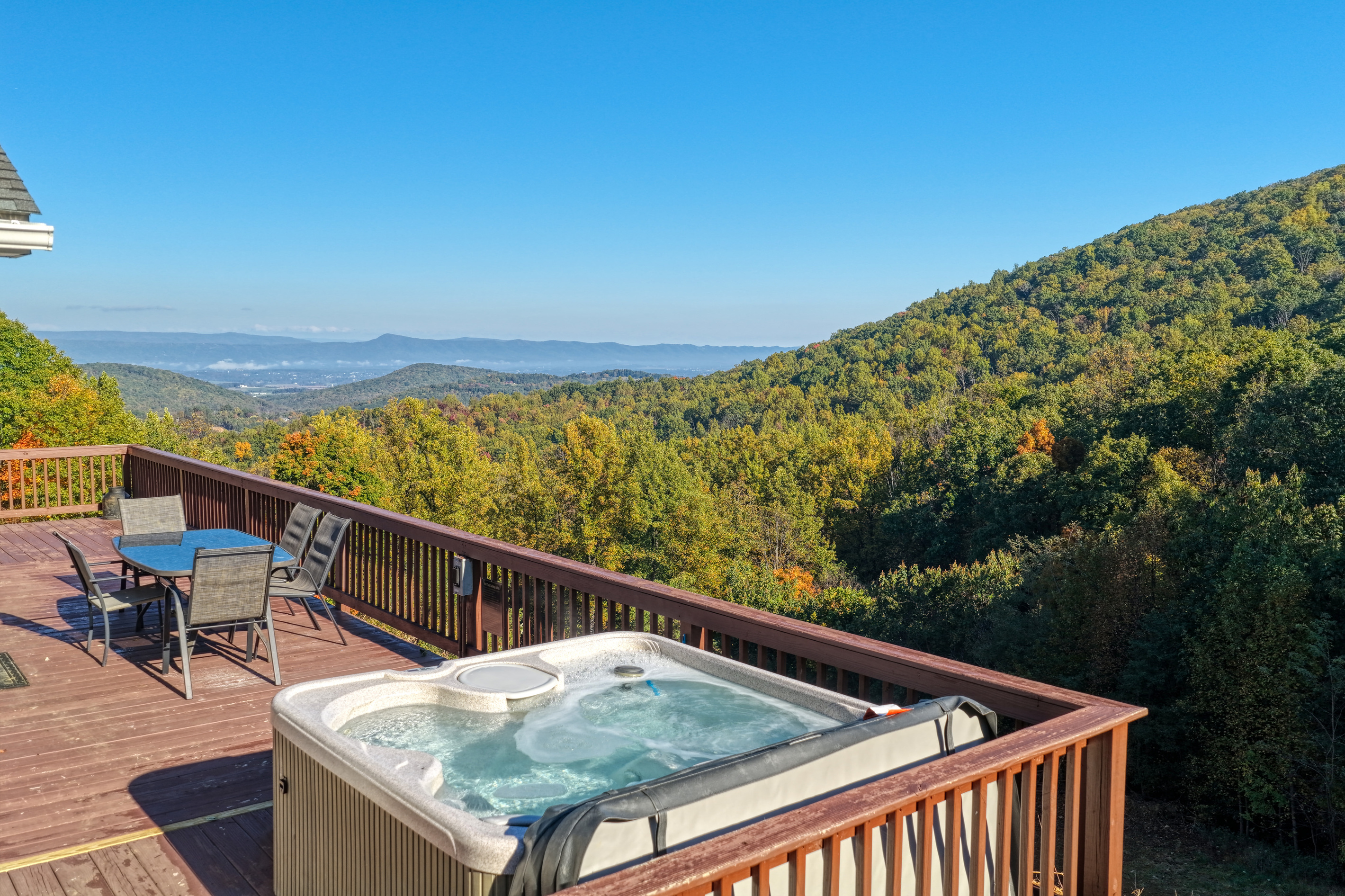 Our hot tub, open year round, enjoys some truly awe inspiring views during the day and wonderful star gazing at night.