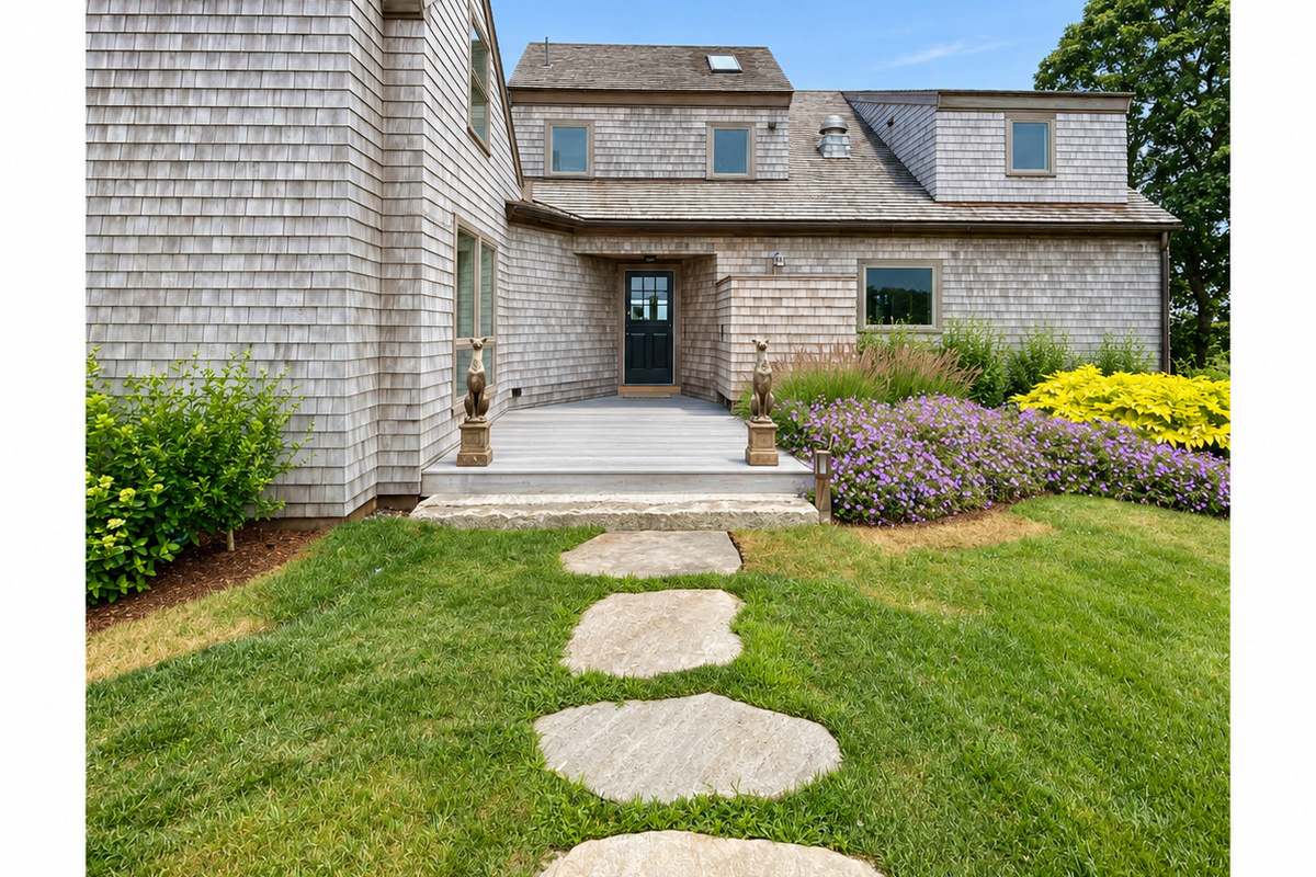 Stone path to the main house entry