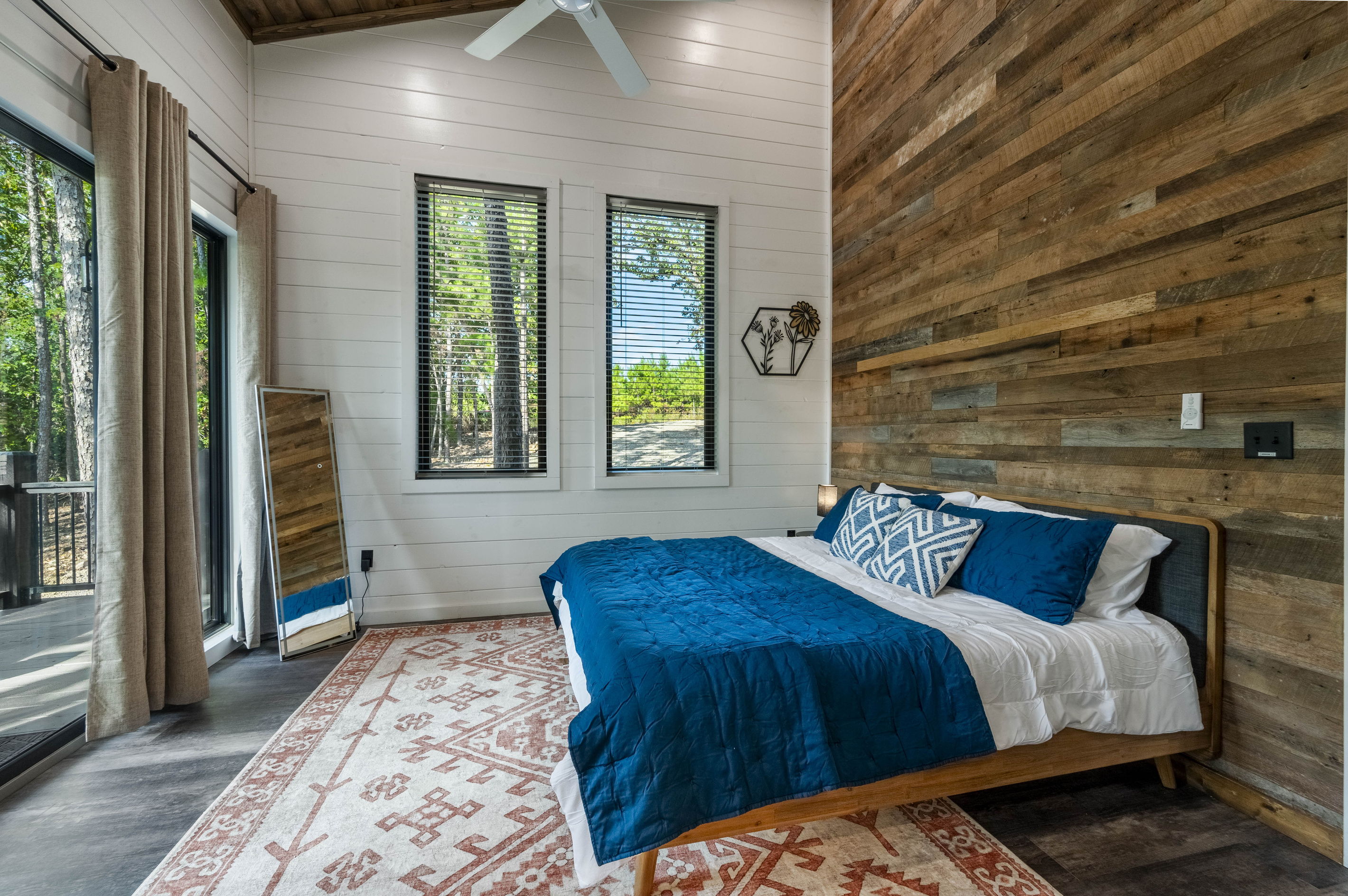 Each bedroom designed with an inviting decor and cozy bedding with an attached private patio to step out and enjoy nature!