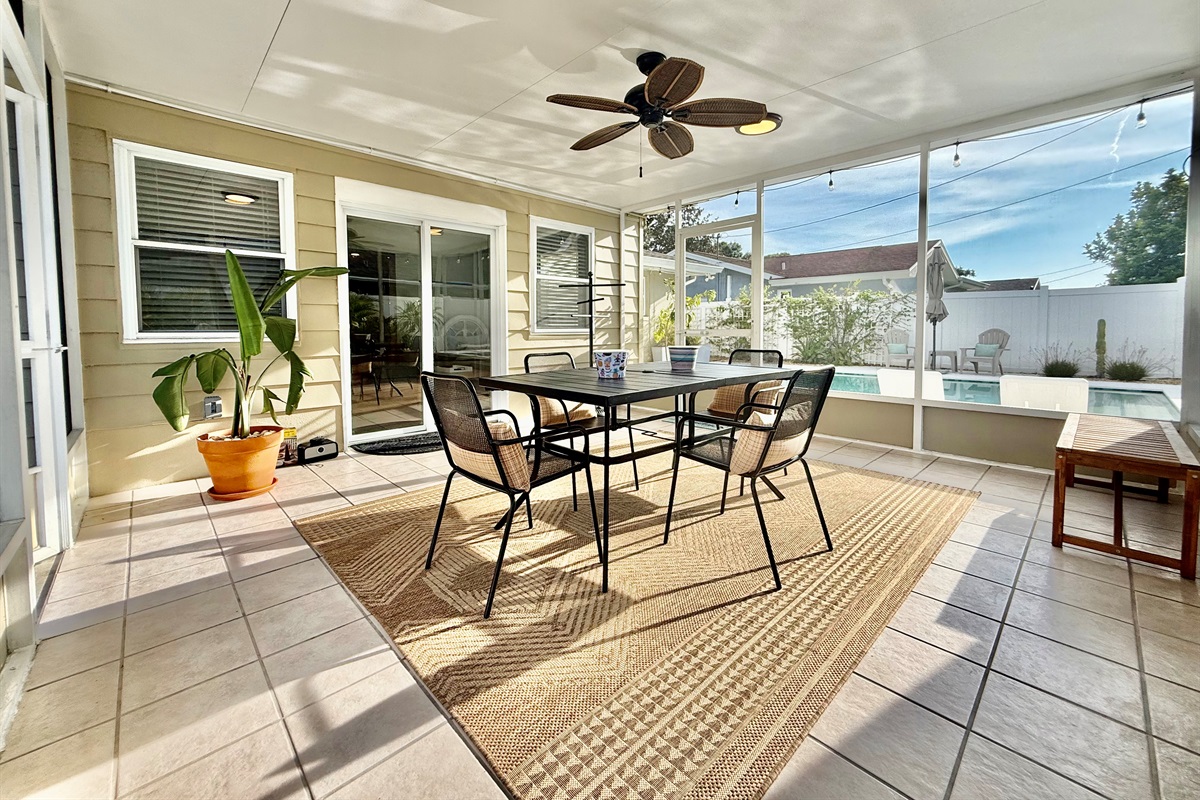 Step into paradise in your fully screened lanai and poolside retreat—perfect for morning coffee or sunset cocktails.