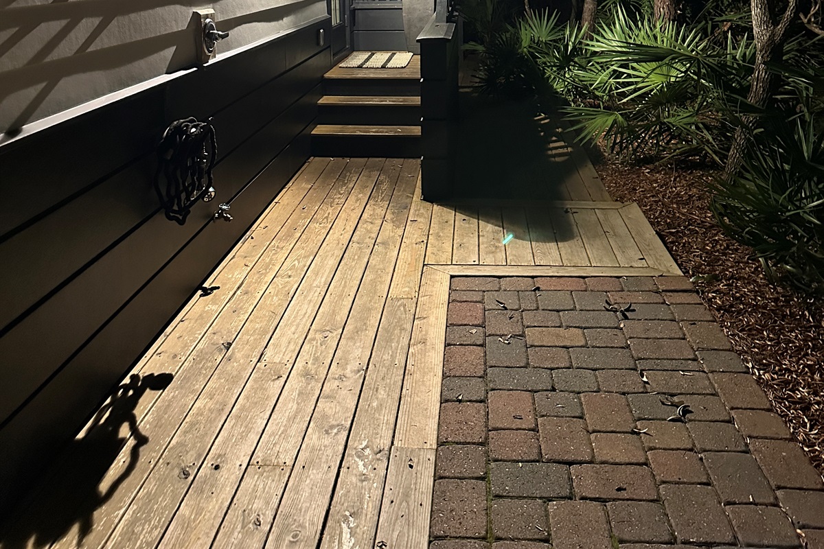 Lighted entry at night