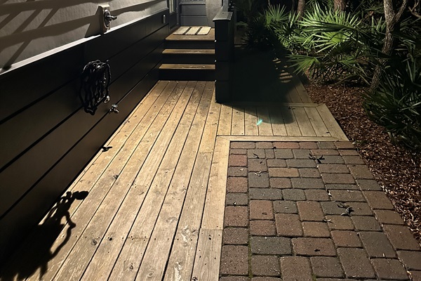 Lighted entry at night