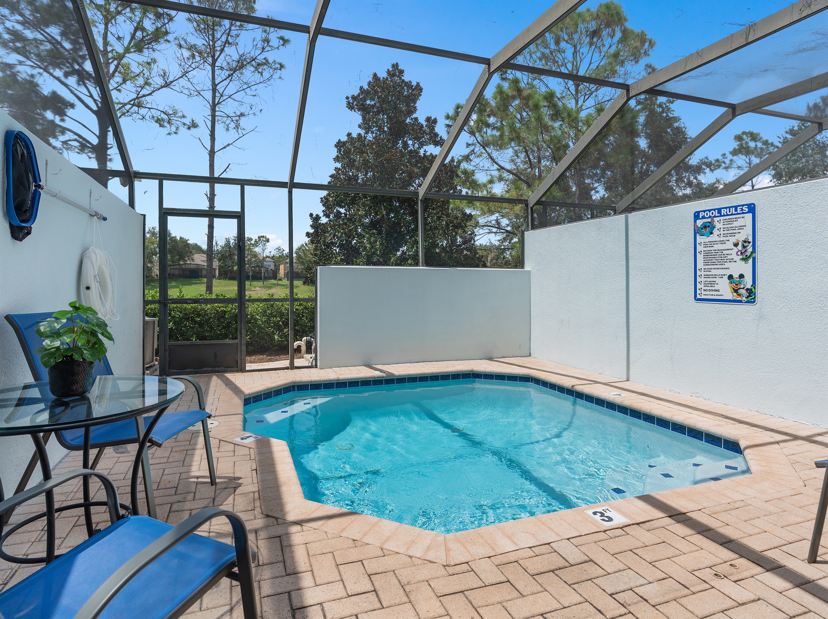 Family-friendly Belle’s Villa pool with safety fence and full privacy