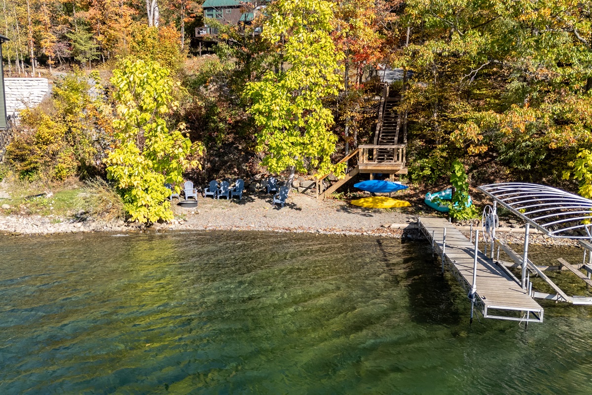 Private dockside bliss—relax with your morning coffee as calm waves lap against the shore.