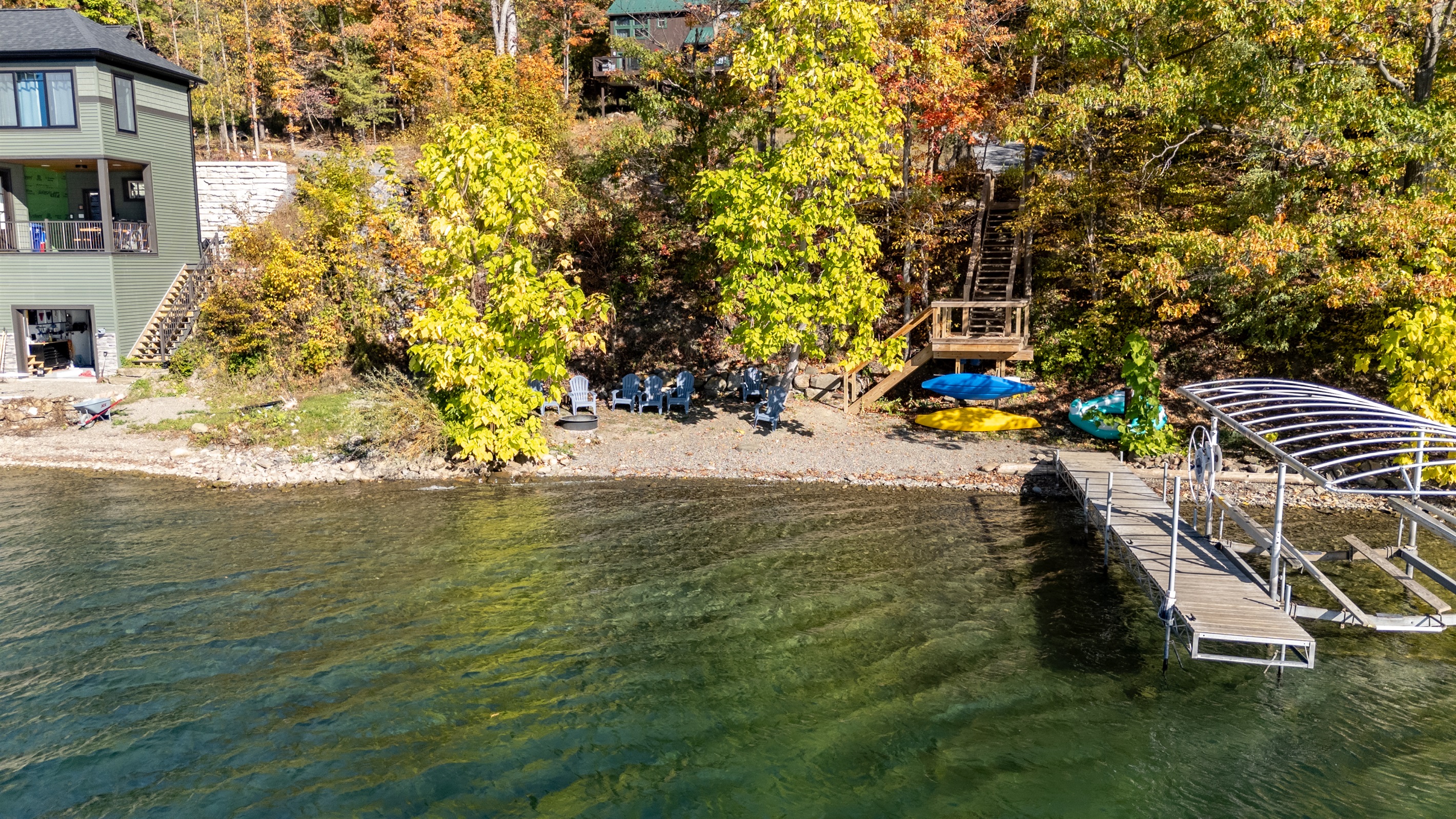 Private dockside bliss—relax with your morning coffee as calm waves lap against the shore.