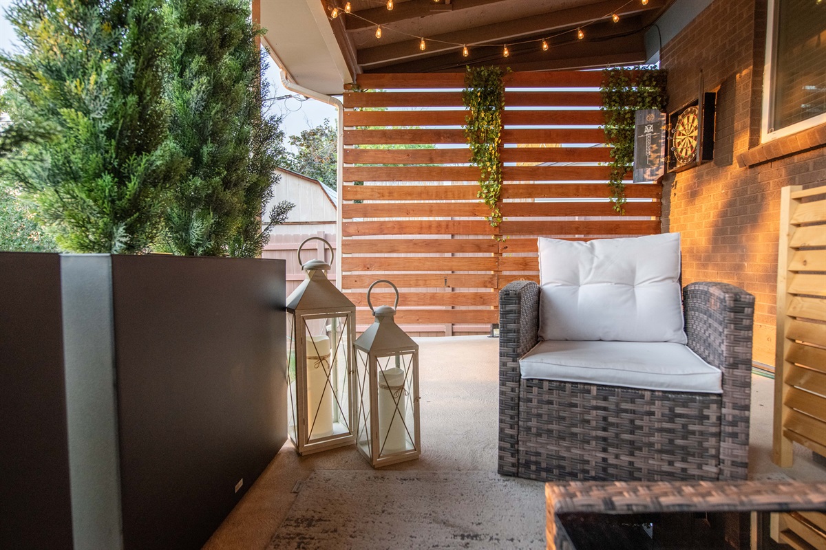 Backyard lounge and patio area for private relaxation