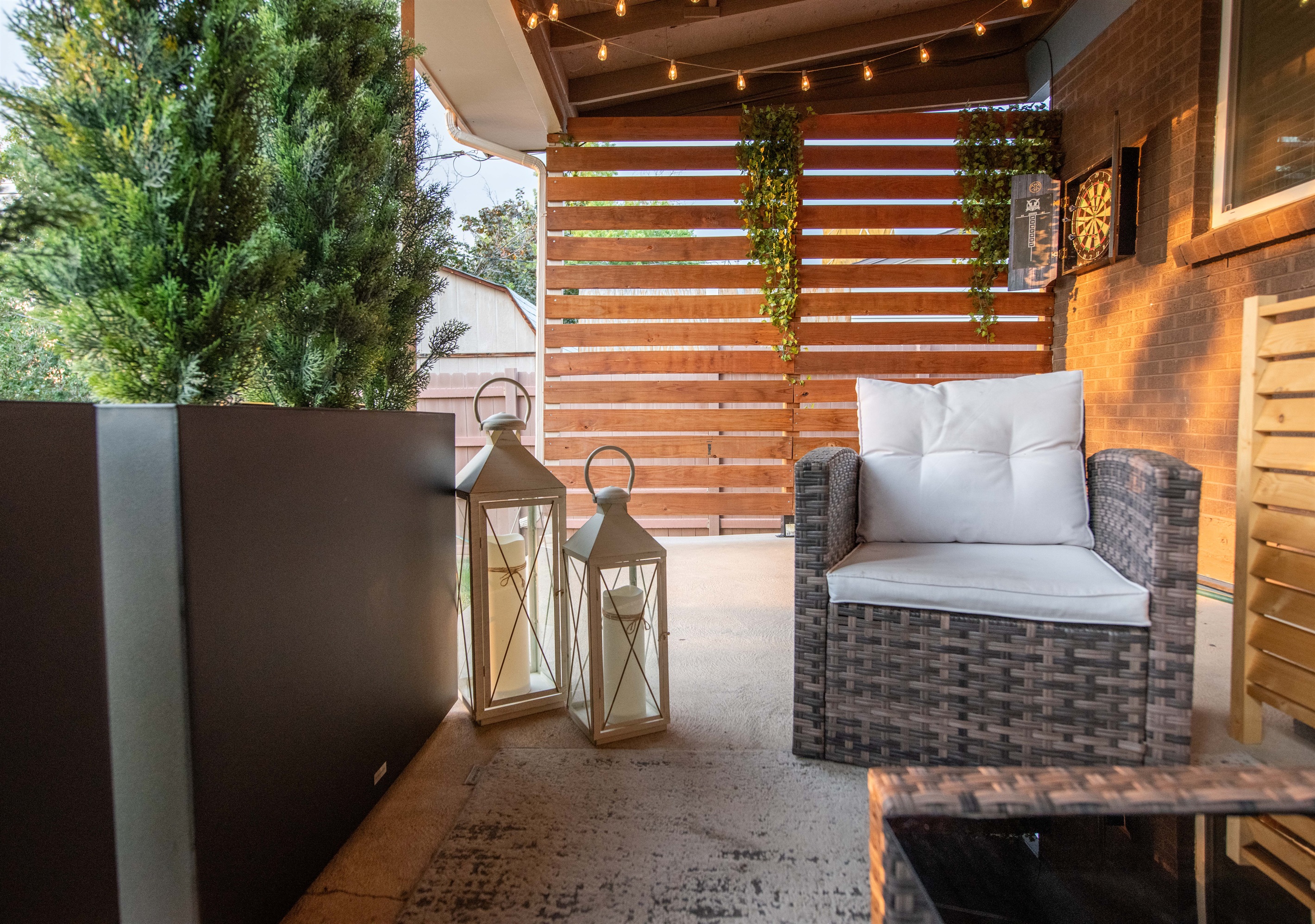 Backyard lounge and patio area for private relaxation