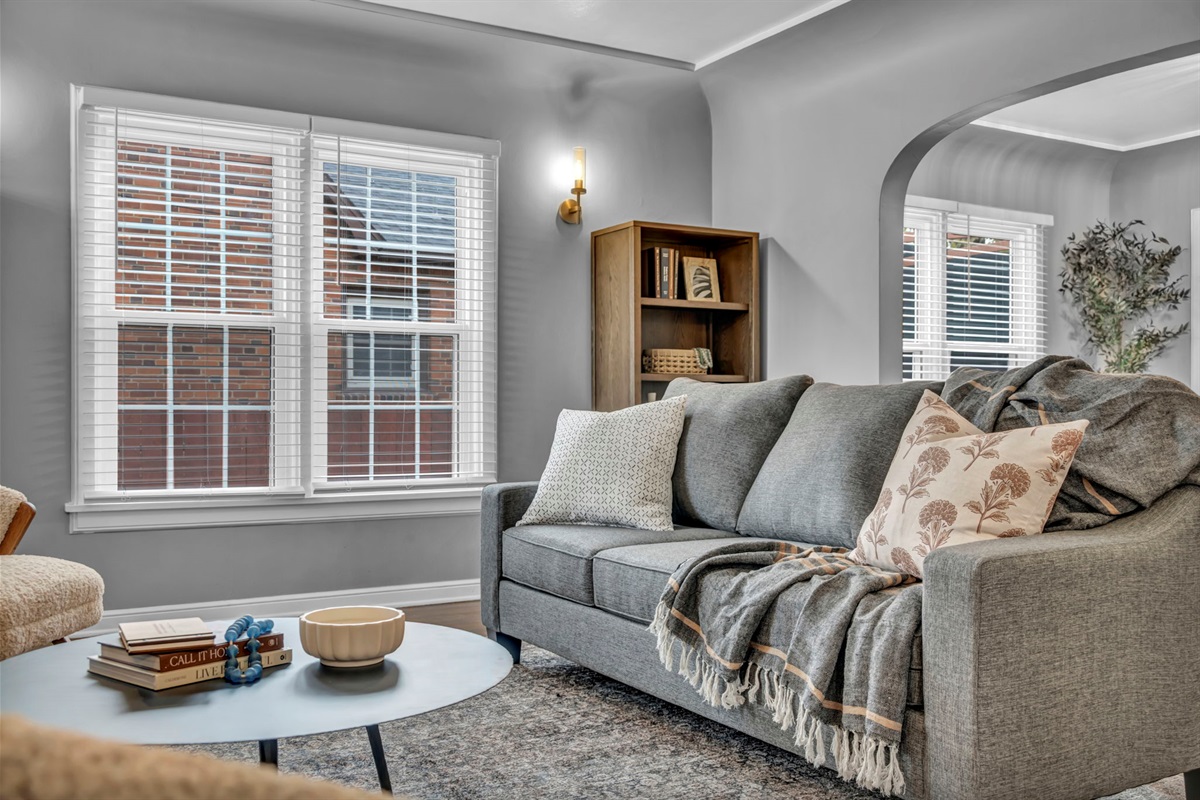 Relaxing seating in this wonderfully decorated space.