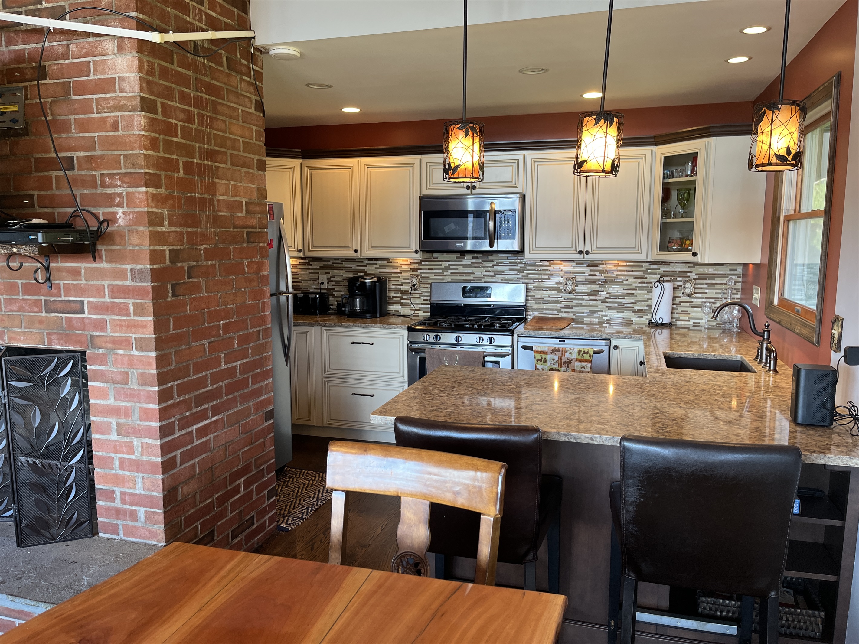 Dining area into renovated kitchen