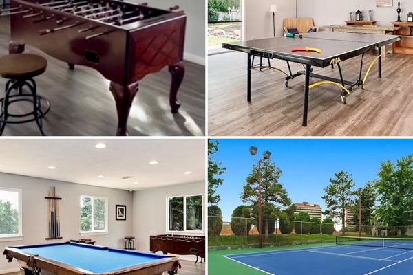 The Clubhouse includes an indoor pool, hot tub, sauna, and steam room that are open year round; an outdoor pool and hot tub that are open from Memorial Day to Labor Day; and game rooms with a pool table, foosball, and ping pong.