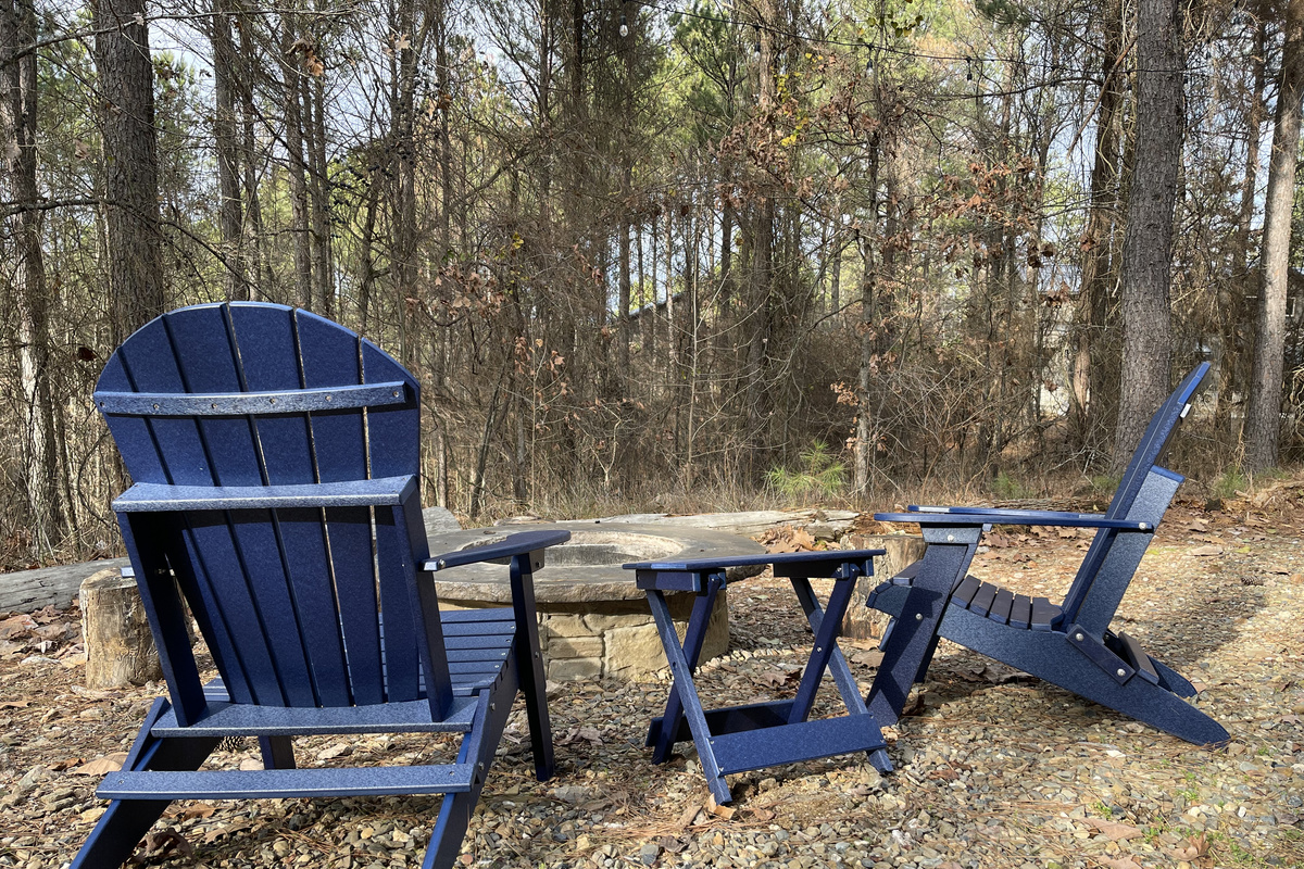 Enjoy the firepit in our AMAZINGLY comfortable and sturdy adirondack chairs!