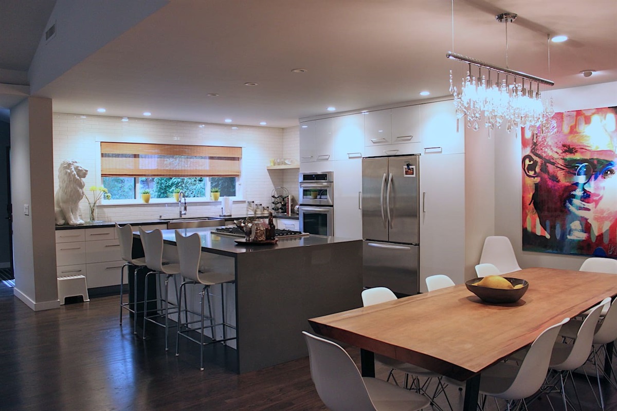 Modern kitchen and dining area
