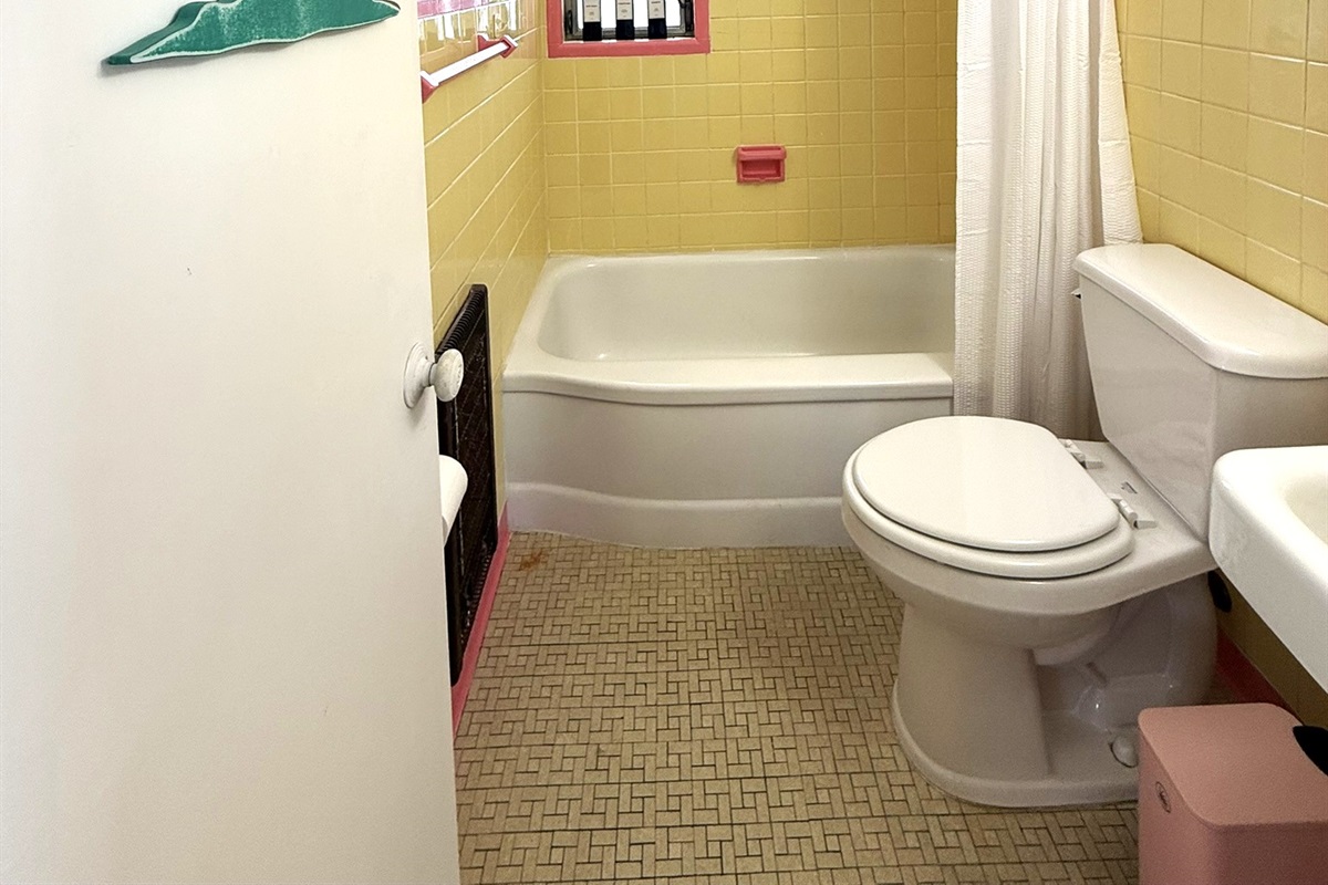 Retro Bathroom #1 (Upper Level) Yellow & Pink