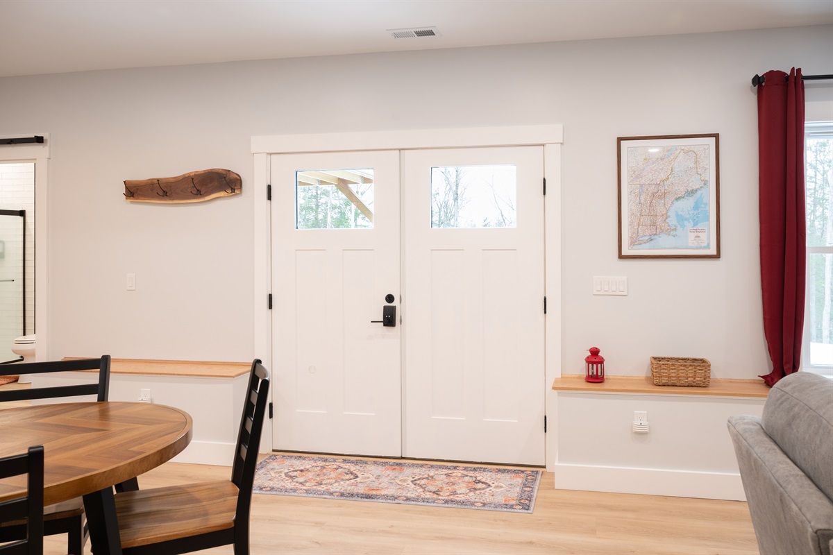 Front door and a place to hand your coats