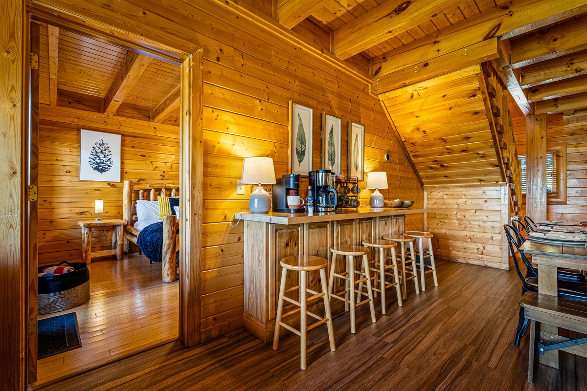 Coffee station with bar seating