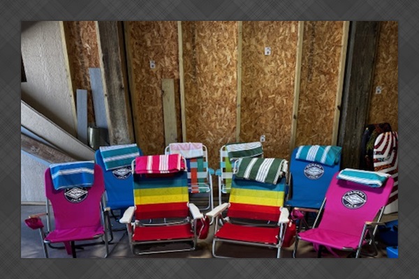 Beach chairs and towels
