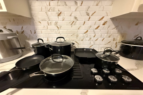 Kitchen stocked with KitchenAid cookware
