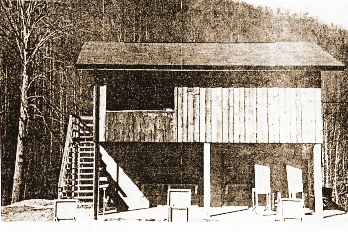 An historic photo of times past when the cabin was an actual shooting range and training facility. You can still picture all of this today while at the cabin.