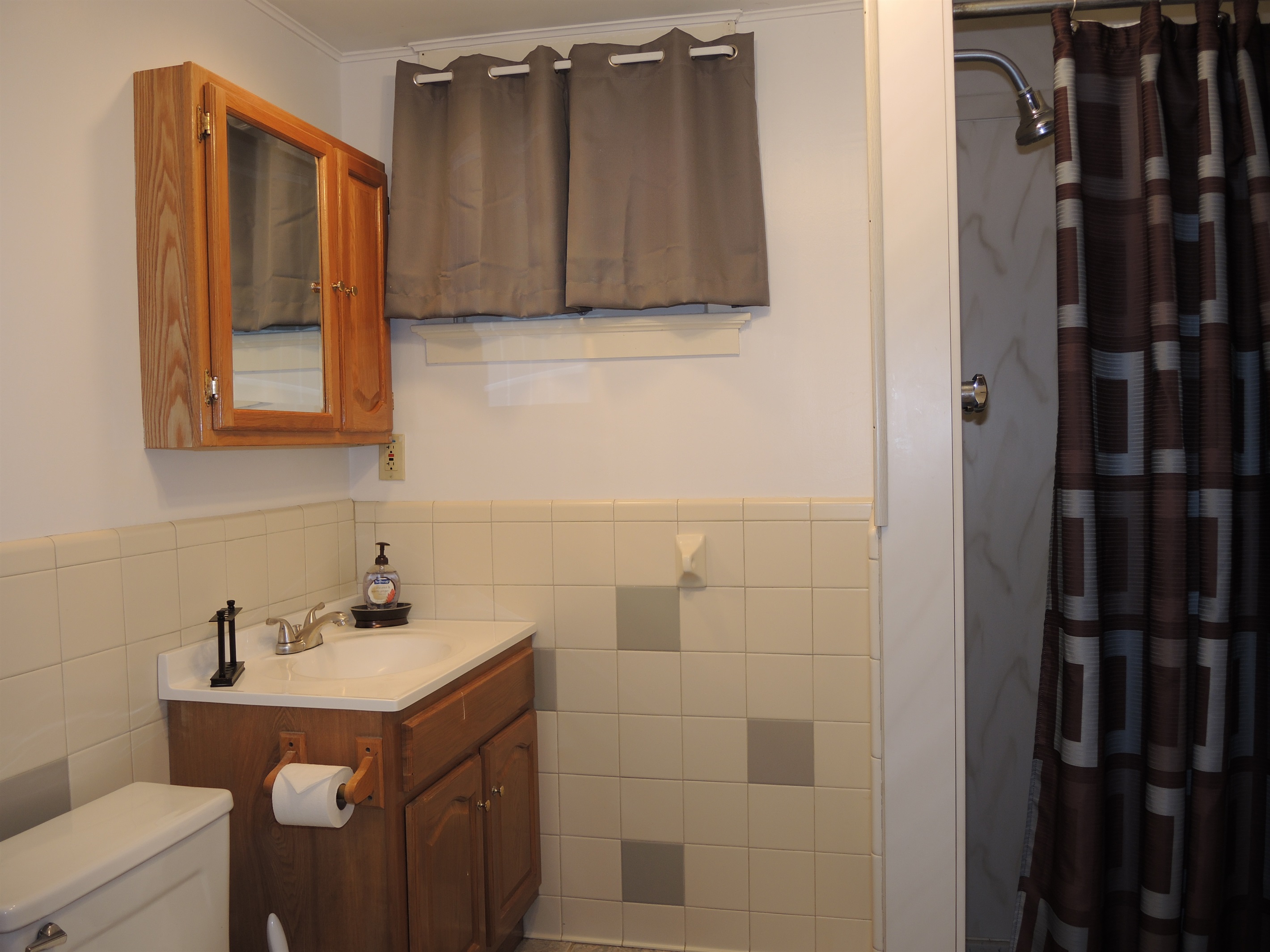 Bathroom with shower on lower level