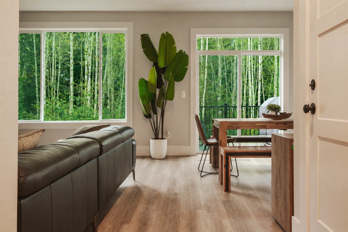 Gather around the table in this bright, open dining space designed for relaxed meals together.