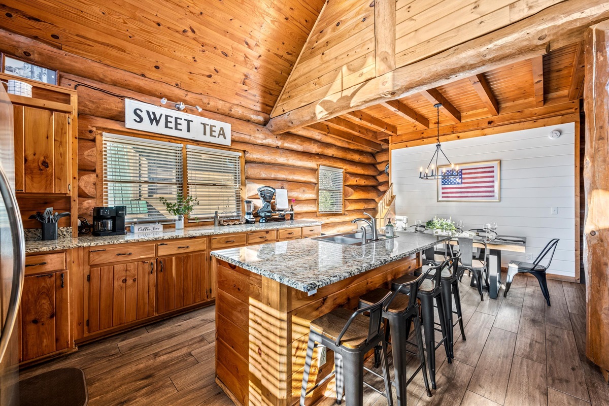 The large & spacious kitchen is perfect for hanging out and cooking gourmet meals