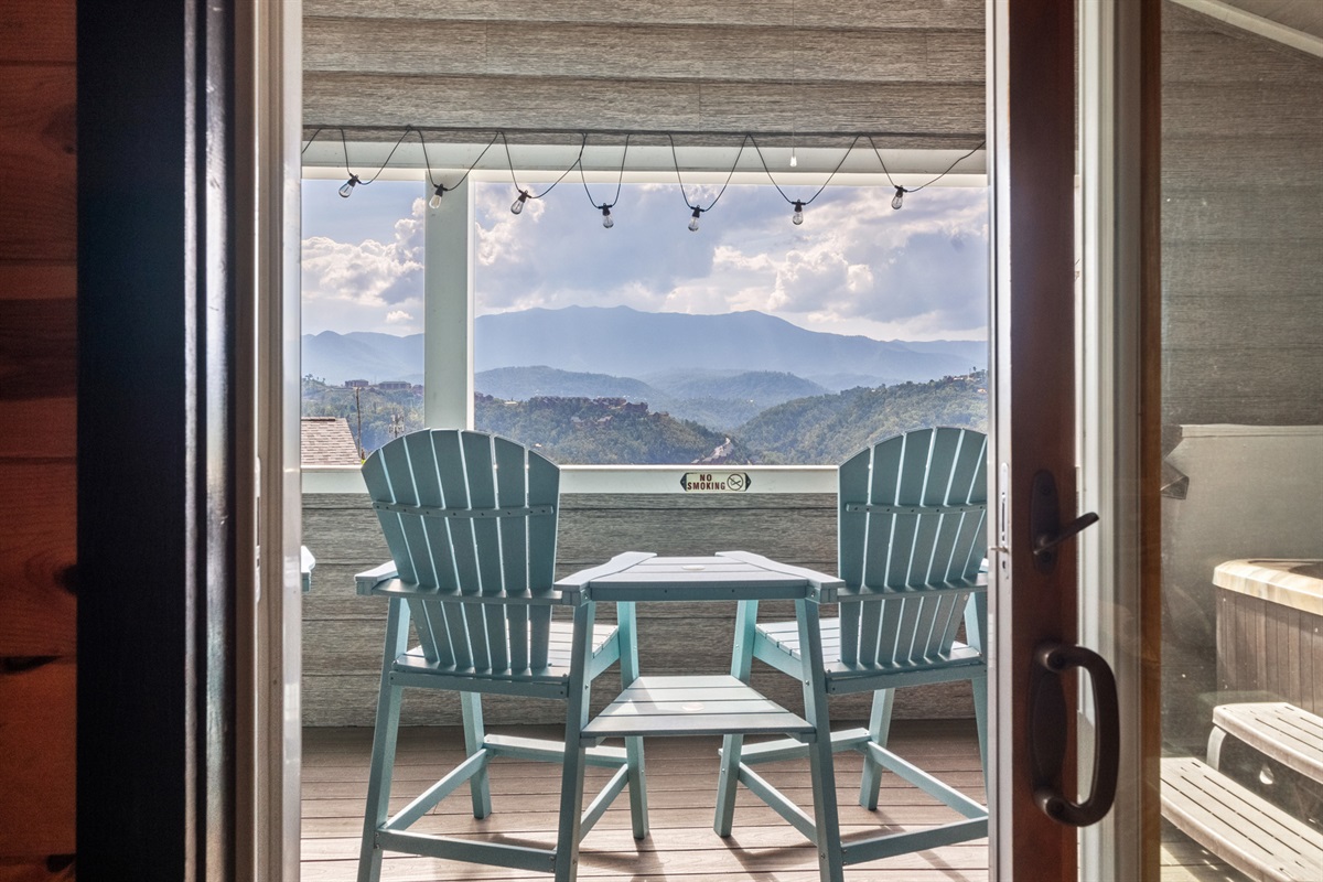 This is the view from inside as you head out to gaze at the amazing view. Great for sipping your favorite beverage.