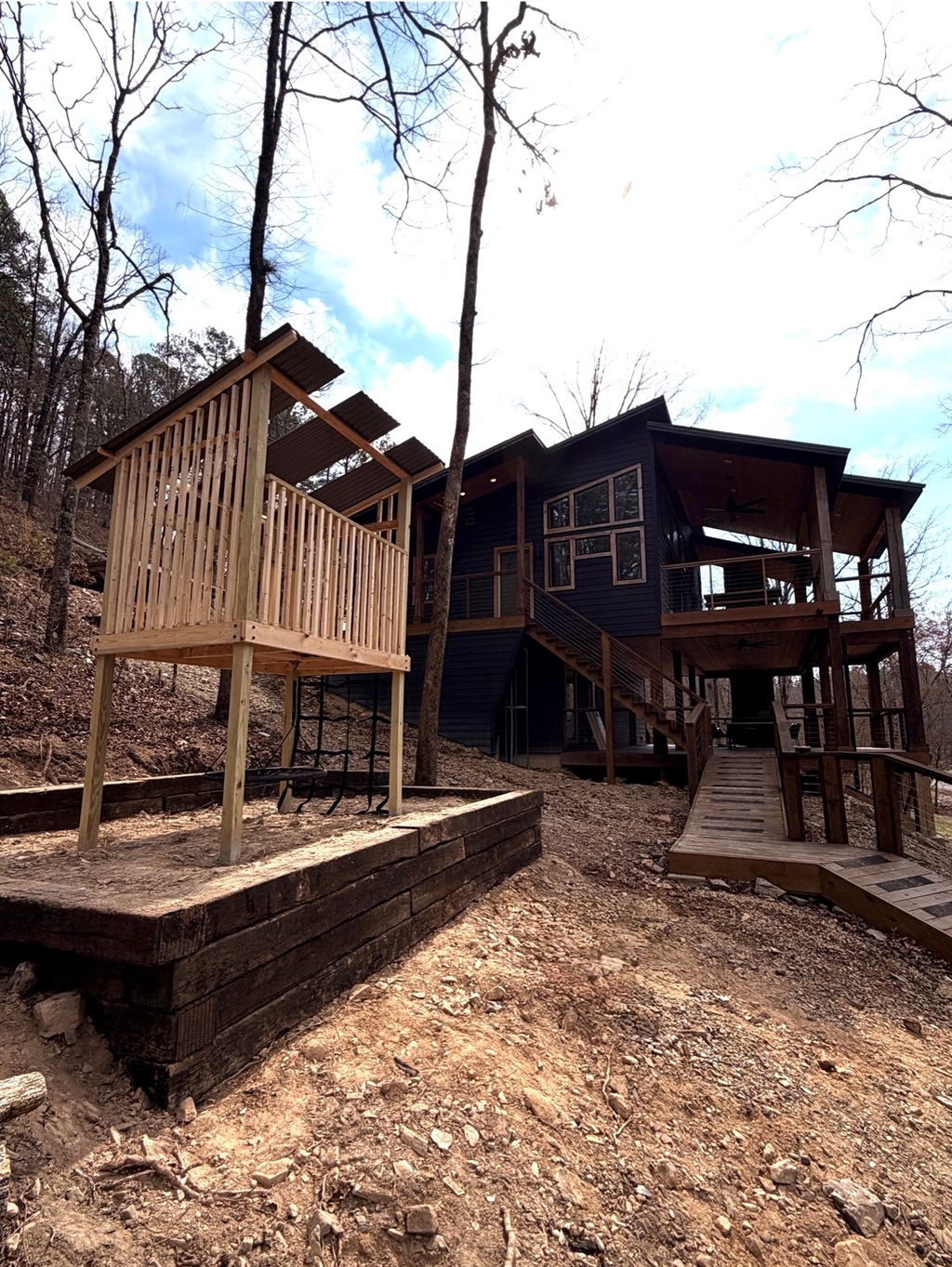 A fun play area for kids tucked in the forest