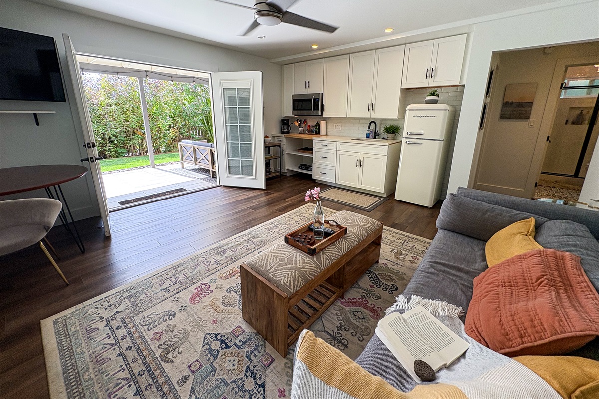 French doors open to your private lanal